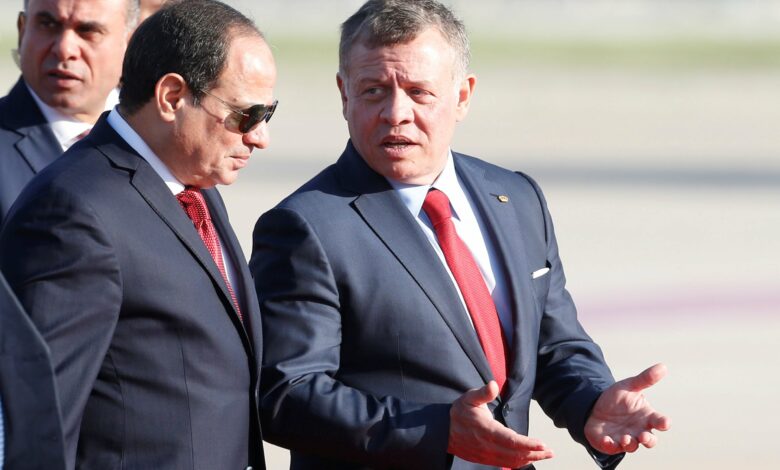 الرئيس السيسي والملك عبد الله يؤكدان رفض التهجير القسري للفلسطينيين