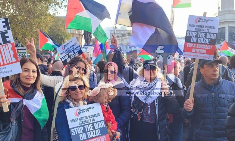 اتحاد المصريين ببريطانيا يشارك في مسيرة للتنديد بالعدوان على غزة (صور)